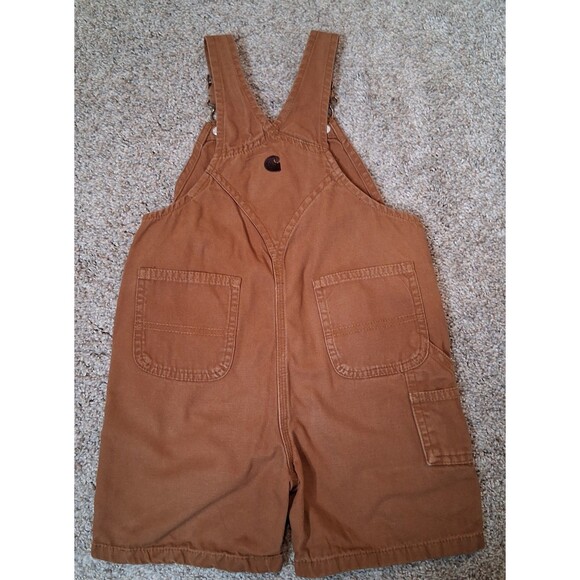 Carhartt Short Overalls Shortalls Brown Toddler 4T - Picture 3 of 11
